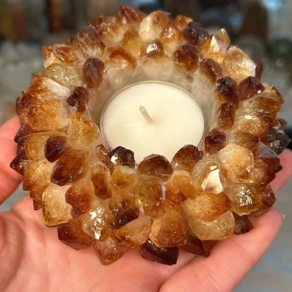 Citrine candleholder or sphere holder high quality crystals made in Brazil - Picture 1 of 7